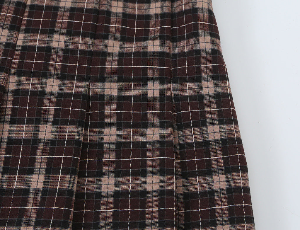 Ensemble veste à carreaux zippée coupe ample et jupe-culotte