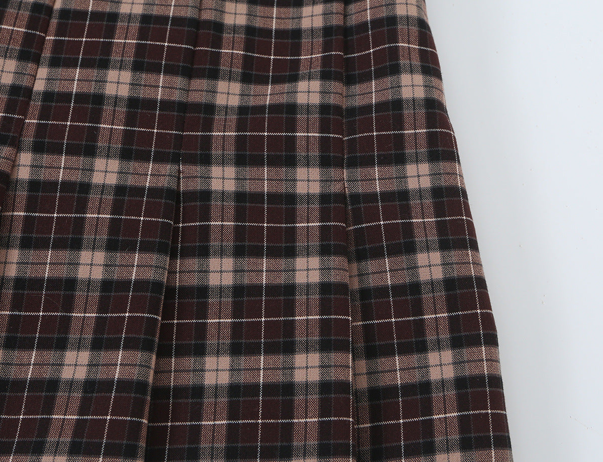 Ensemble veste à carreaux zippée coupe ample et jupe-culotte