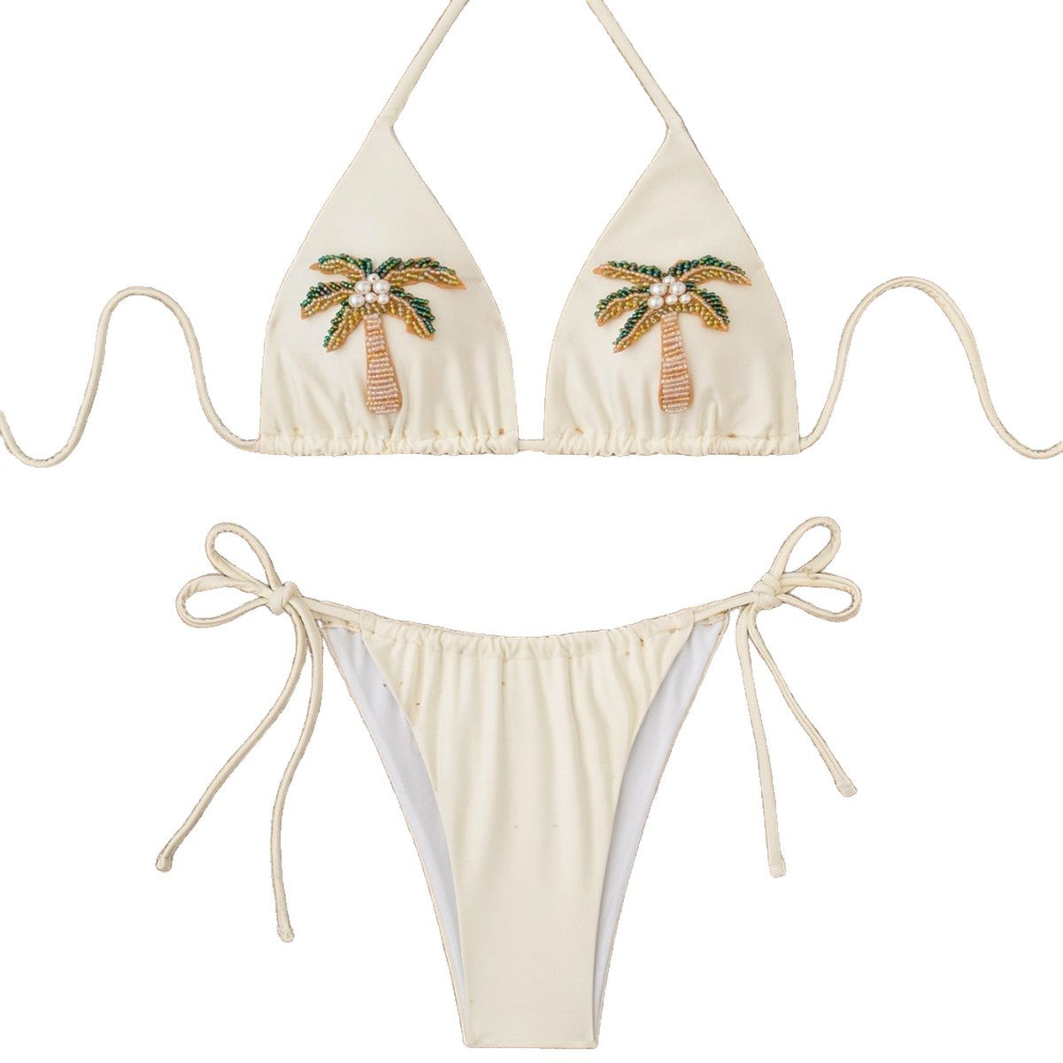 Maillot de bain deux pièces bikini à nouer, couleur unie