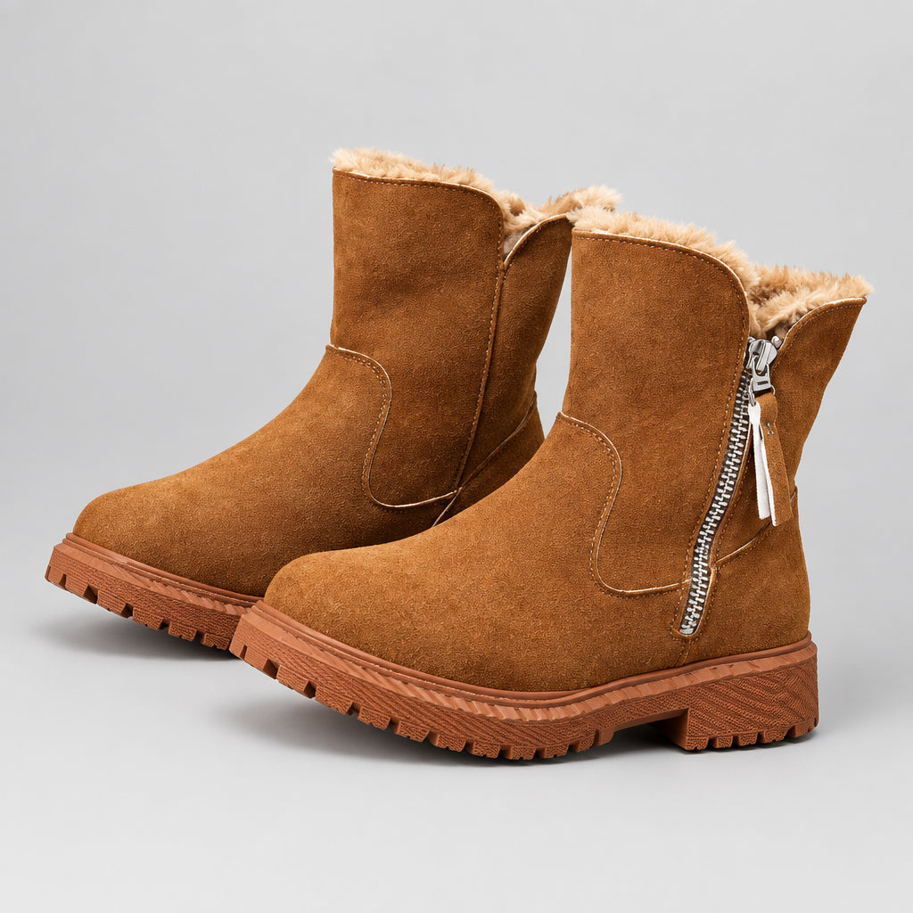 Bottes d'hiver , chaudes et épaisses, avec doublure en velours et fourrure intégrée à la tige.
