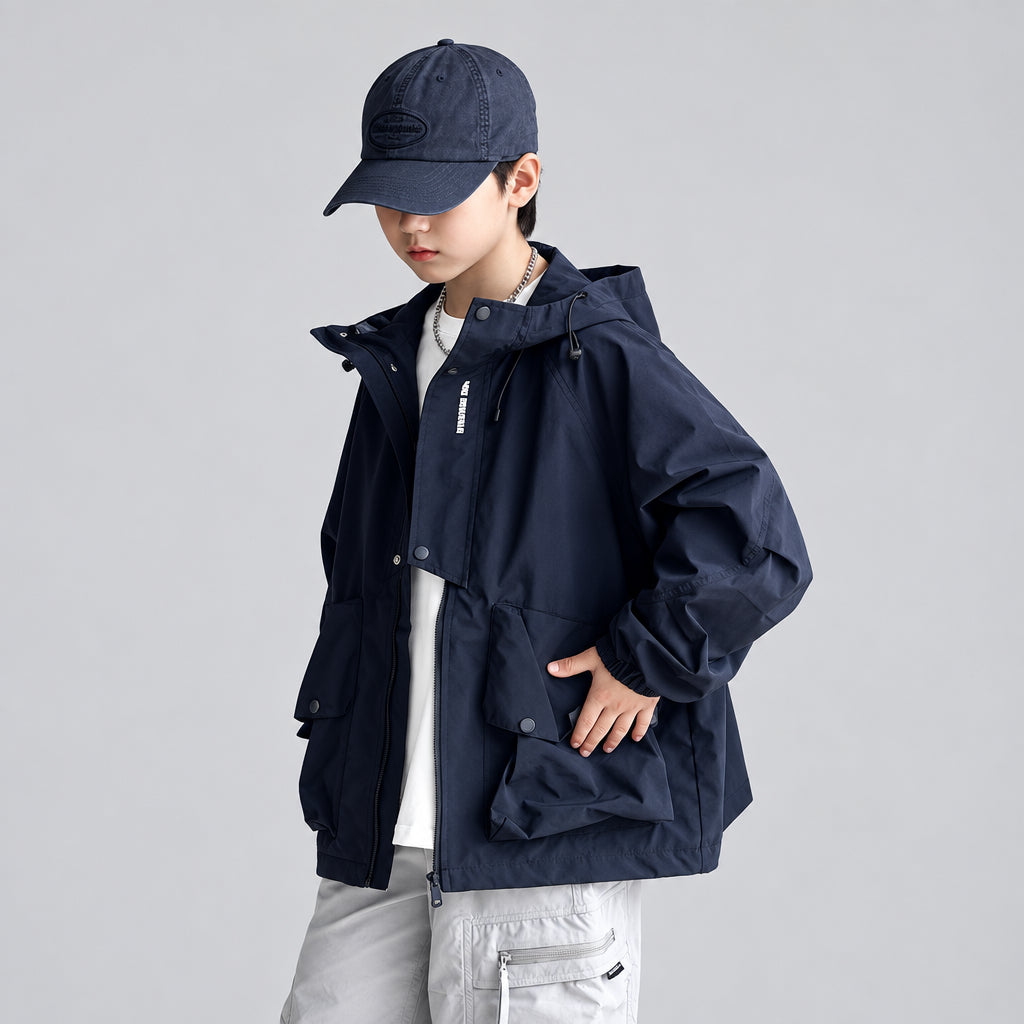 Veste coupe-vent décontractée à capuche