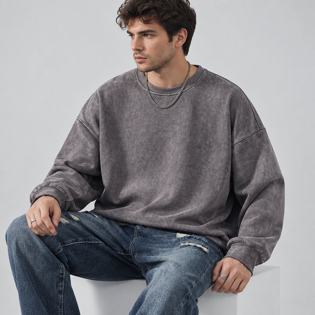 Sweat-shirt en suédine épaisse et moelleuse,  à coupe ample