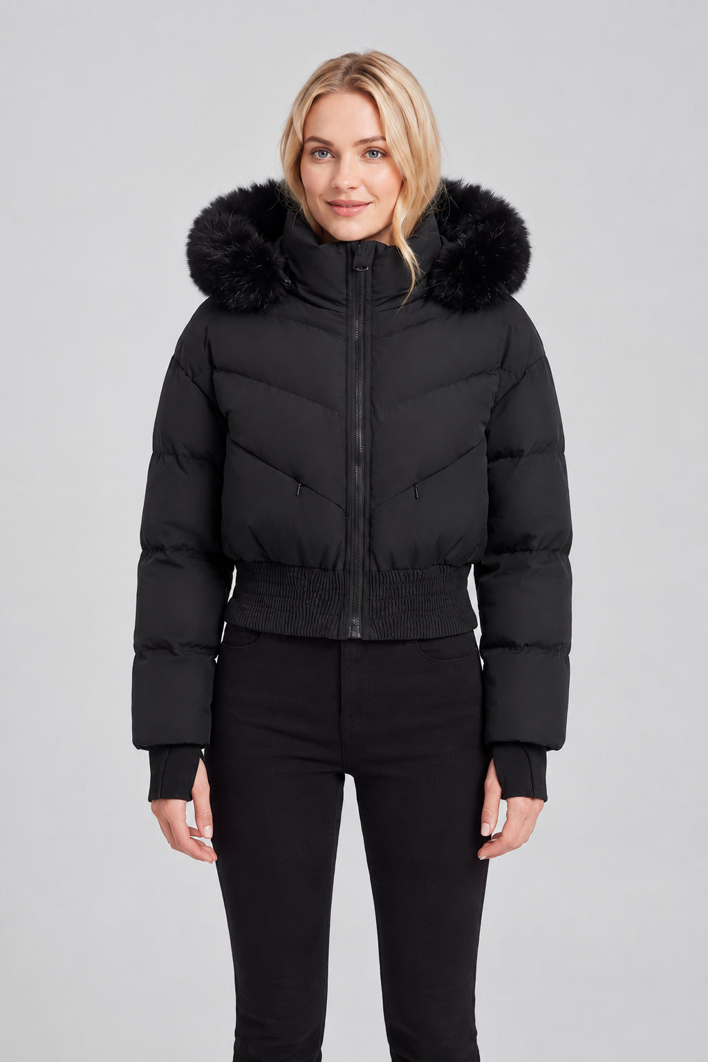 Veste courte à capuche amovible