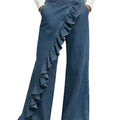 Pantalon en jean , taille mi-haute et coupe asymétrique