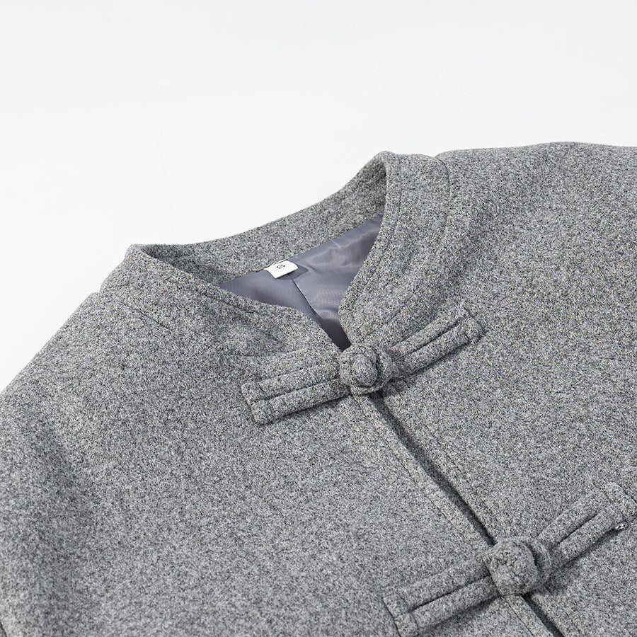Veste longue en laine boutonnée, style urbain