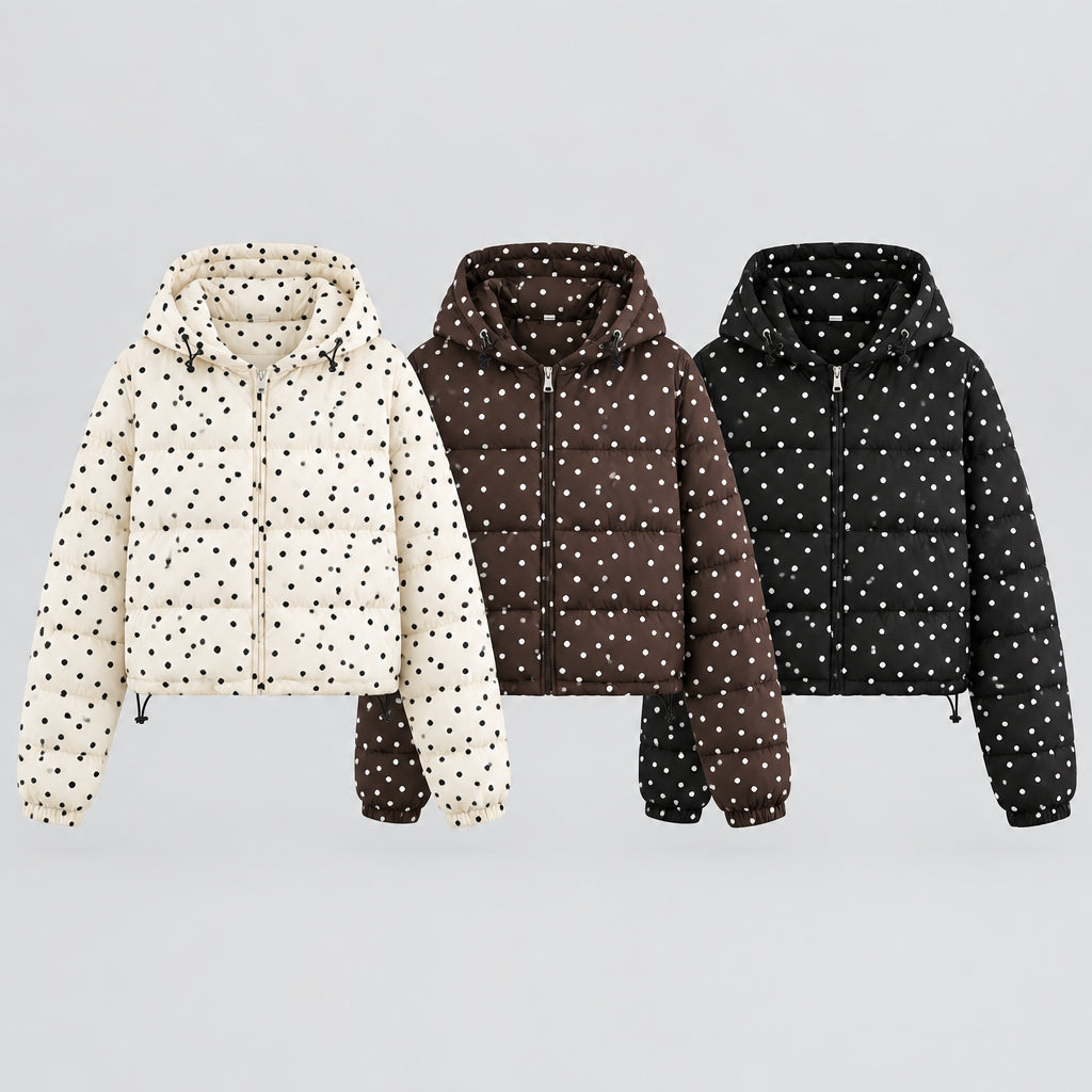 Manteau court à pois et manches longues