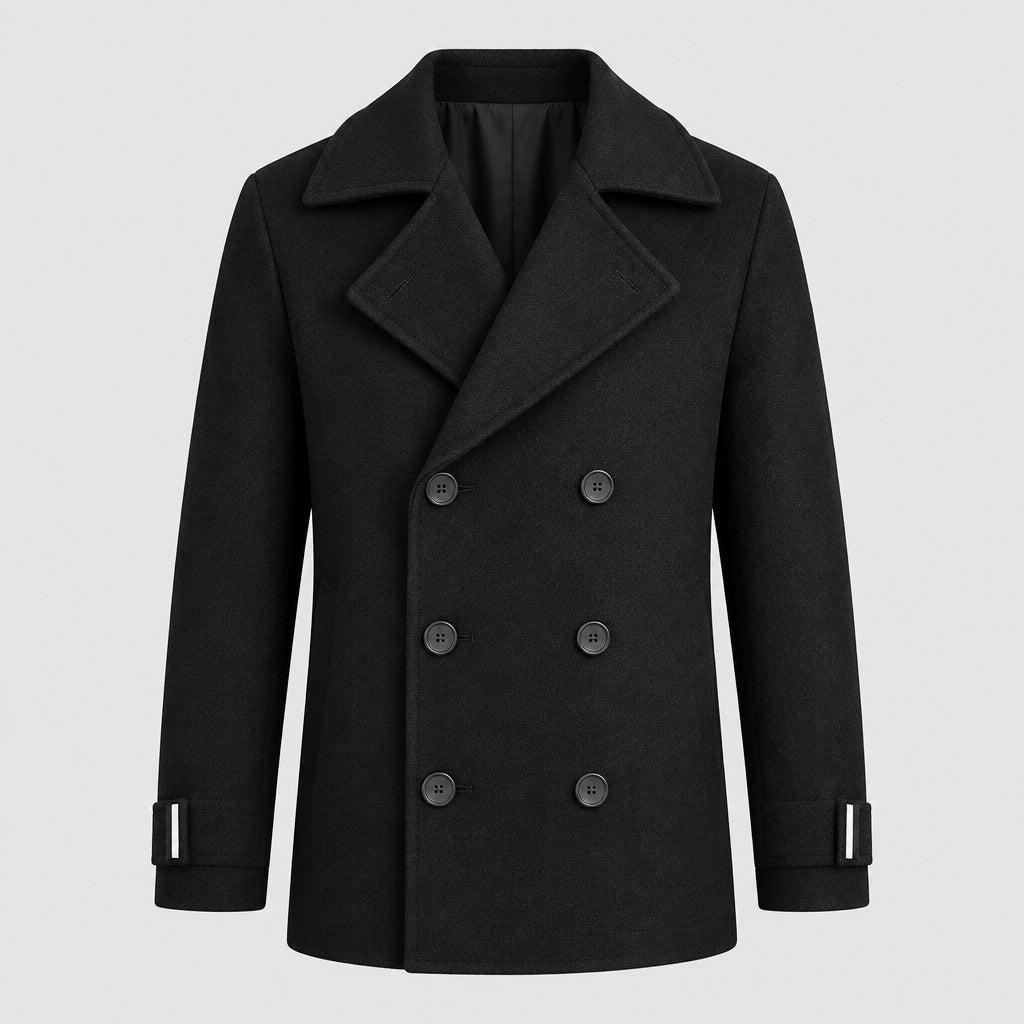 Trench-coat court pour homme en mélange de laine