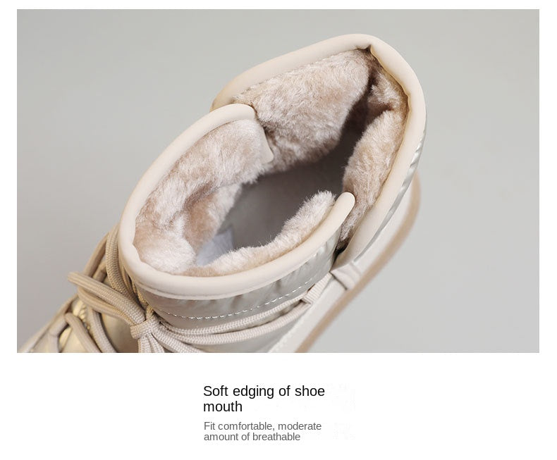 Chaussures montantes pour femme, , chaudes et doublées de polaire, avec semelle épaisse et plateforme, en coton.
