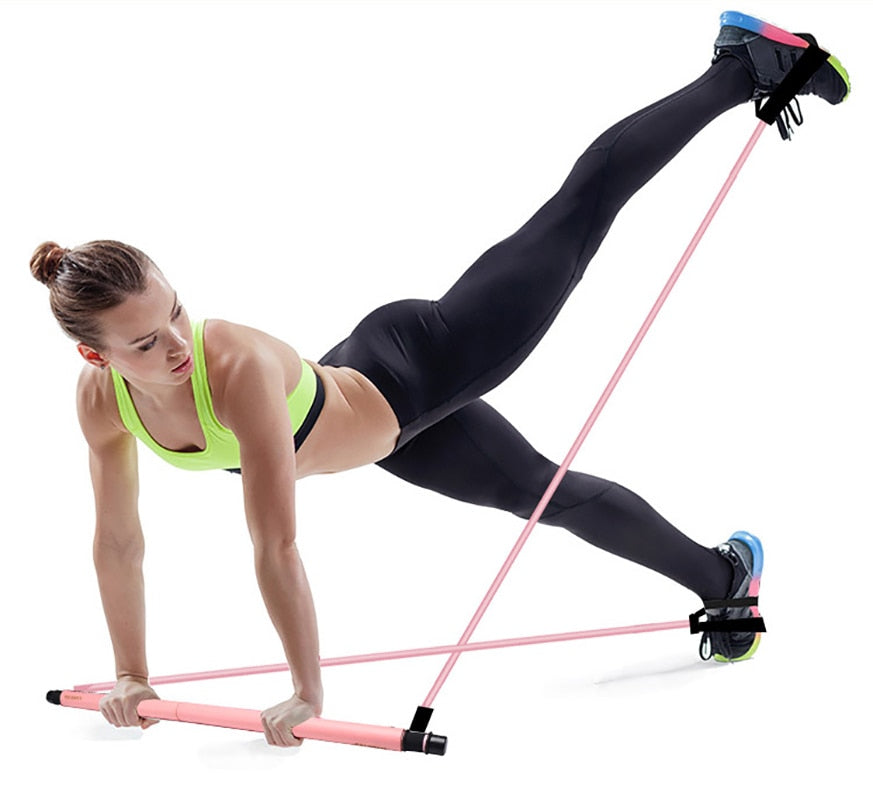 Bâton de Pilates, barre de tonification, fitness à domicile, yoga, salle de sport, entraînement du corps, élastiques de résistance pour abdominaux, tire-corde