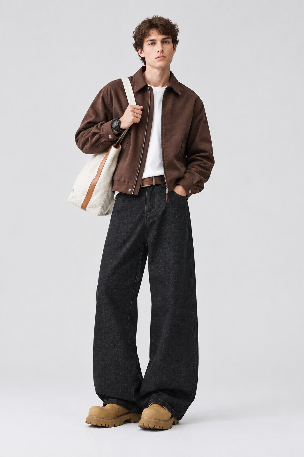 Jean droit et ample en denim brut vintage