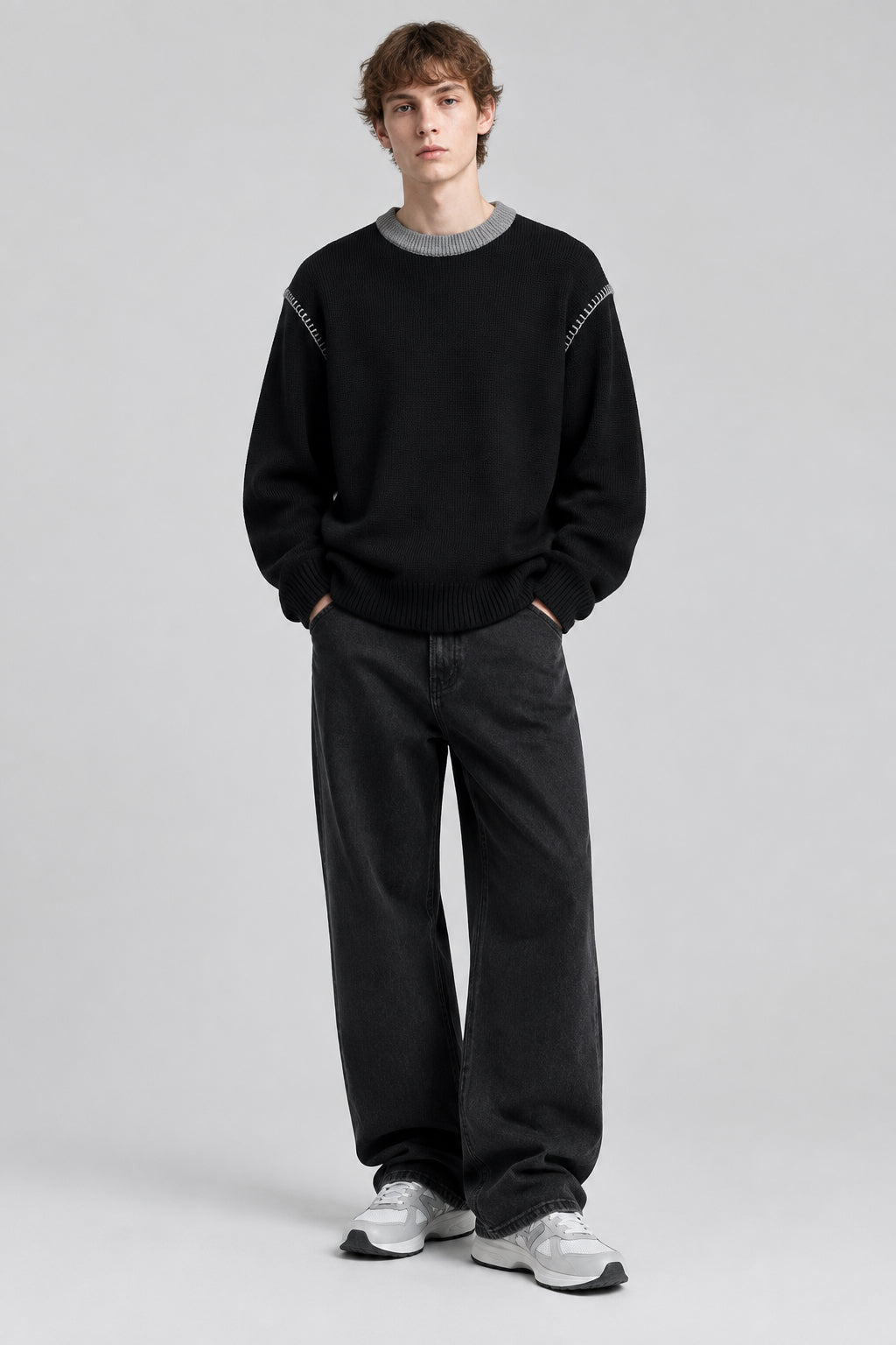Pull  épais à col rond et motif