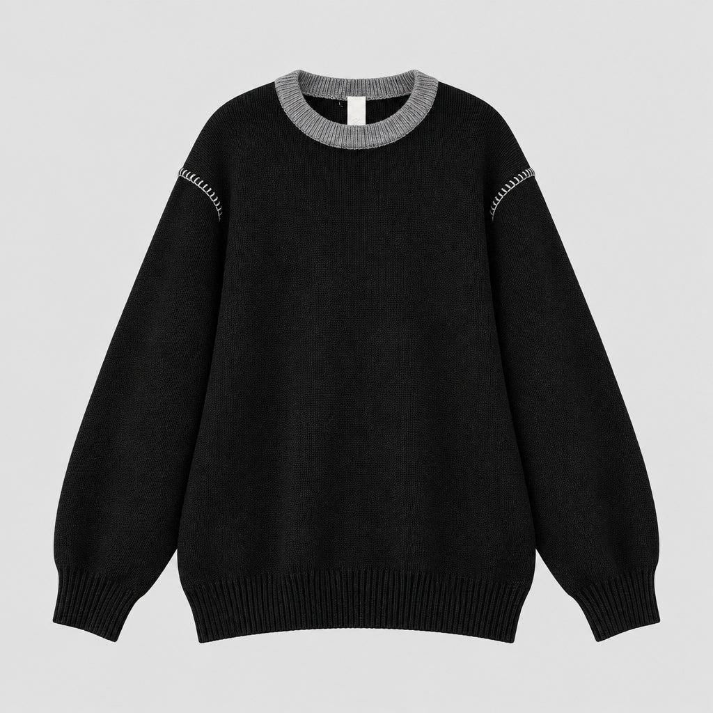 Pull  épais à col rond et motif