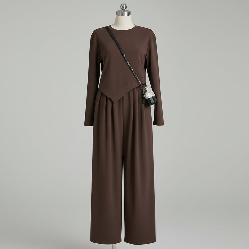 Ensemble haut à manches longues et pantalon, coupe ample