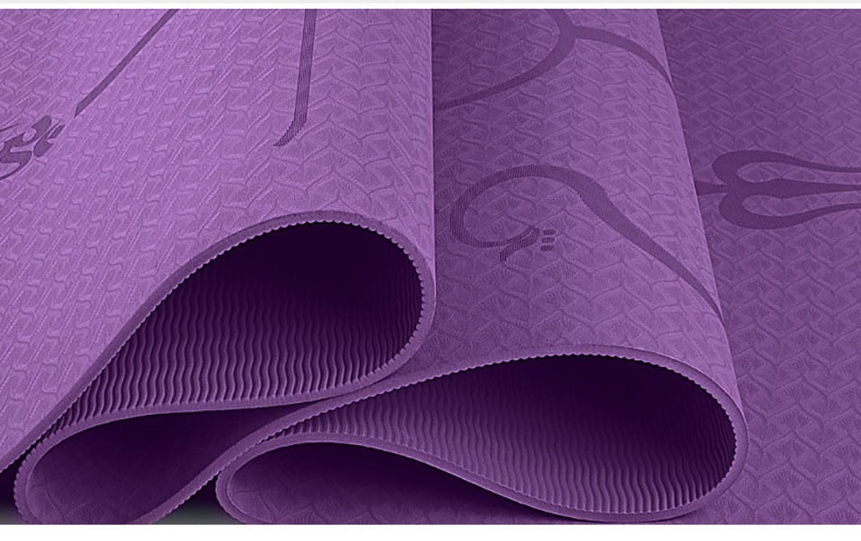 tapis de yoga avec lignes de positionnement, antidérapant