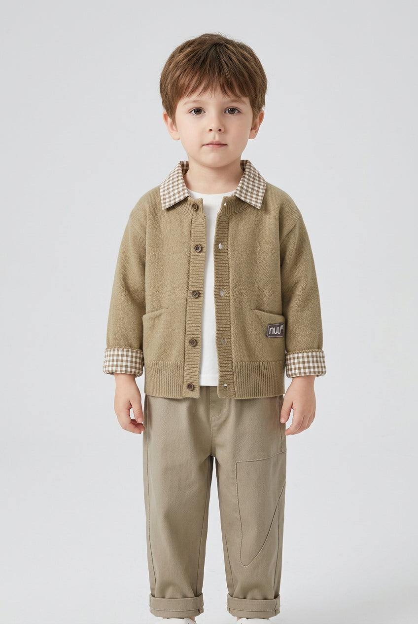 Ensemble 3 pièces pour garçon : gilet en maille, chemise et pantalon