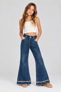 Pantalon en jean évasé à motif léopard