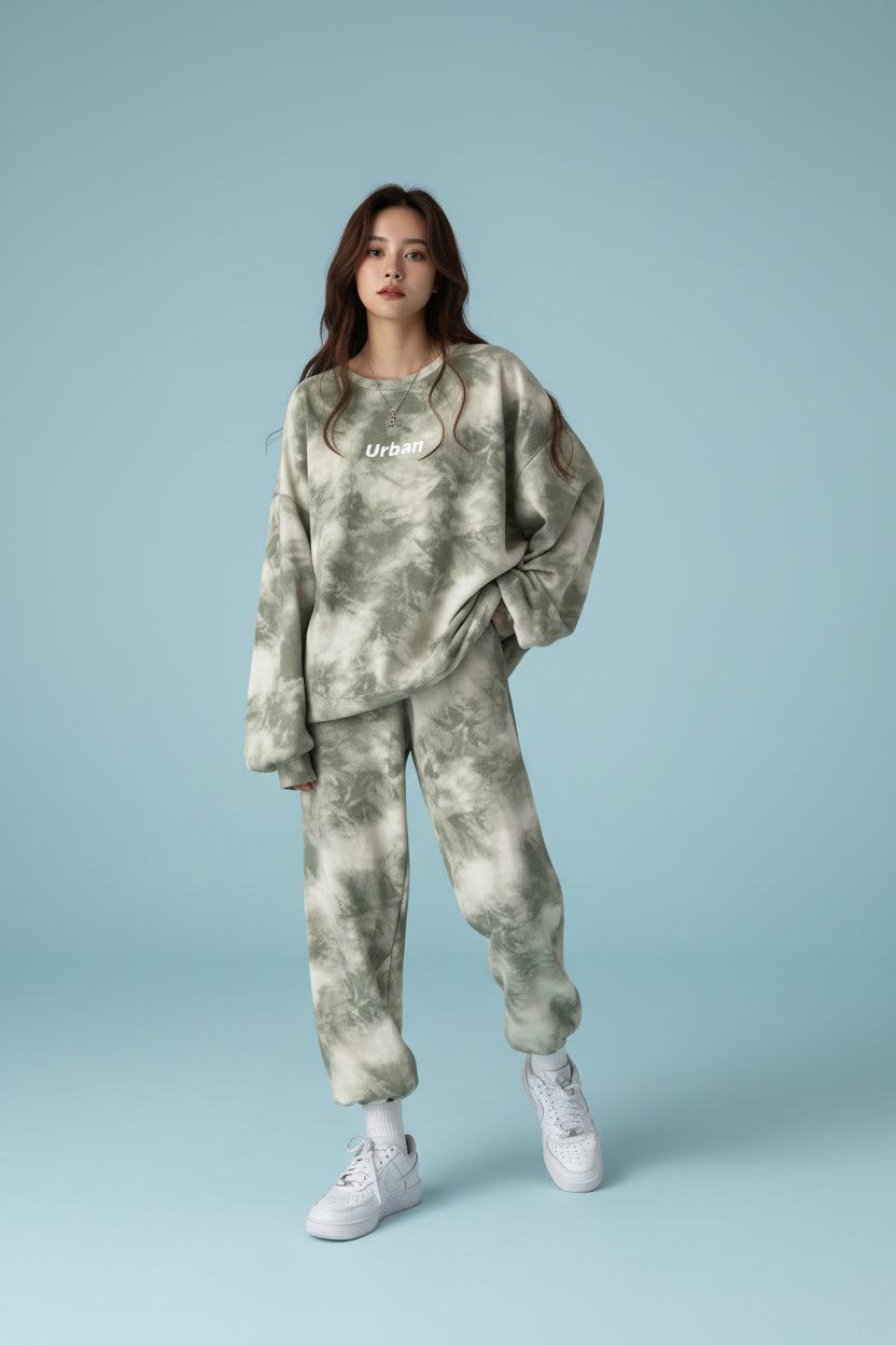 Ensemble tie-dye : sweat à capuche ample et pantalon de jogging large