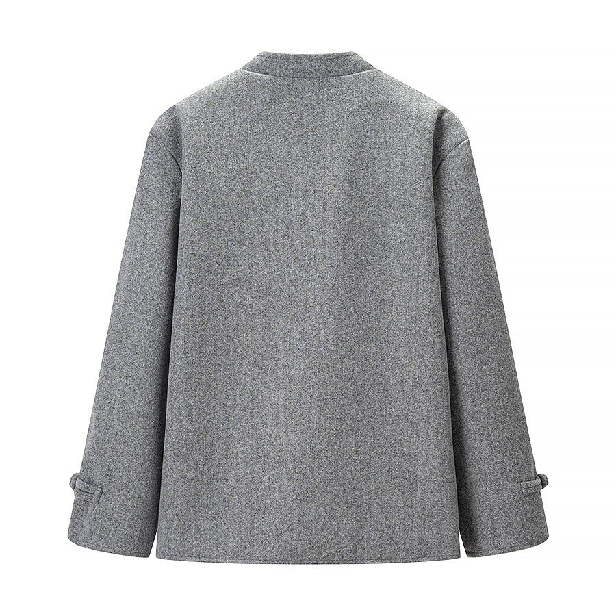 Veste longue en laine boutonnée, style urbain