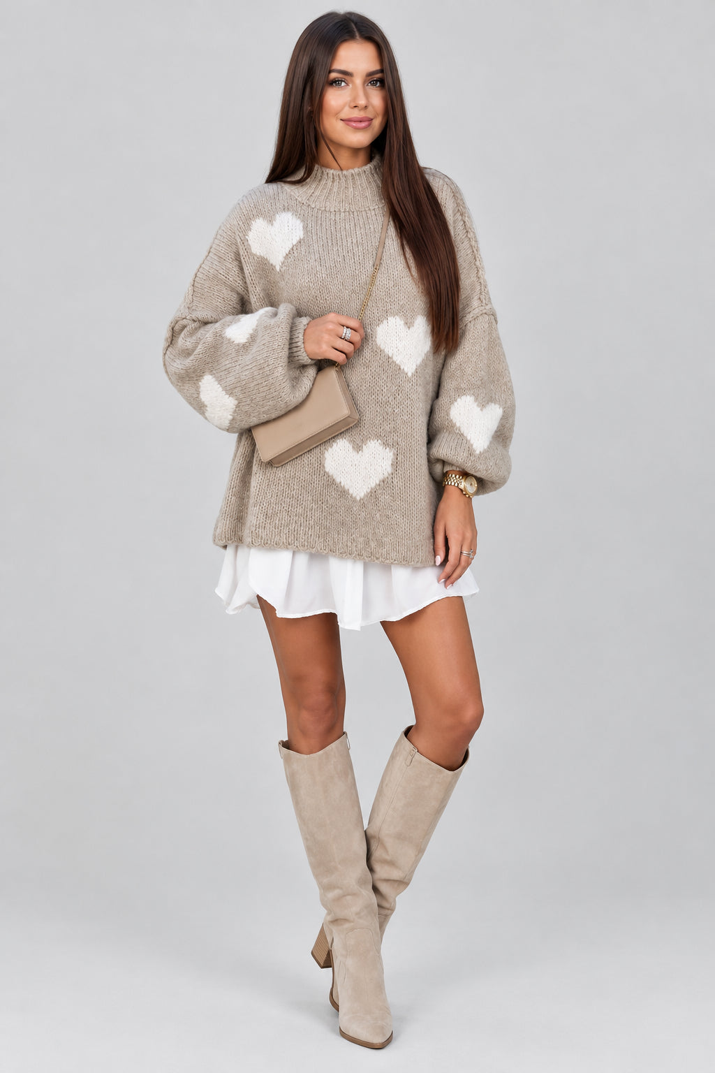 Pull en maille à motif cœur