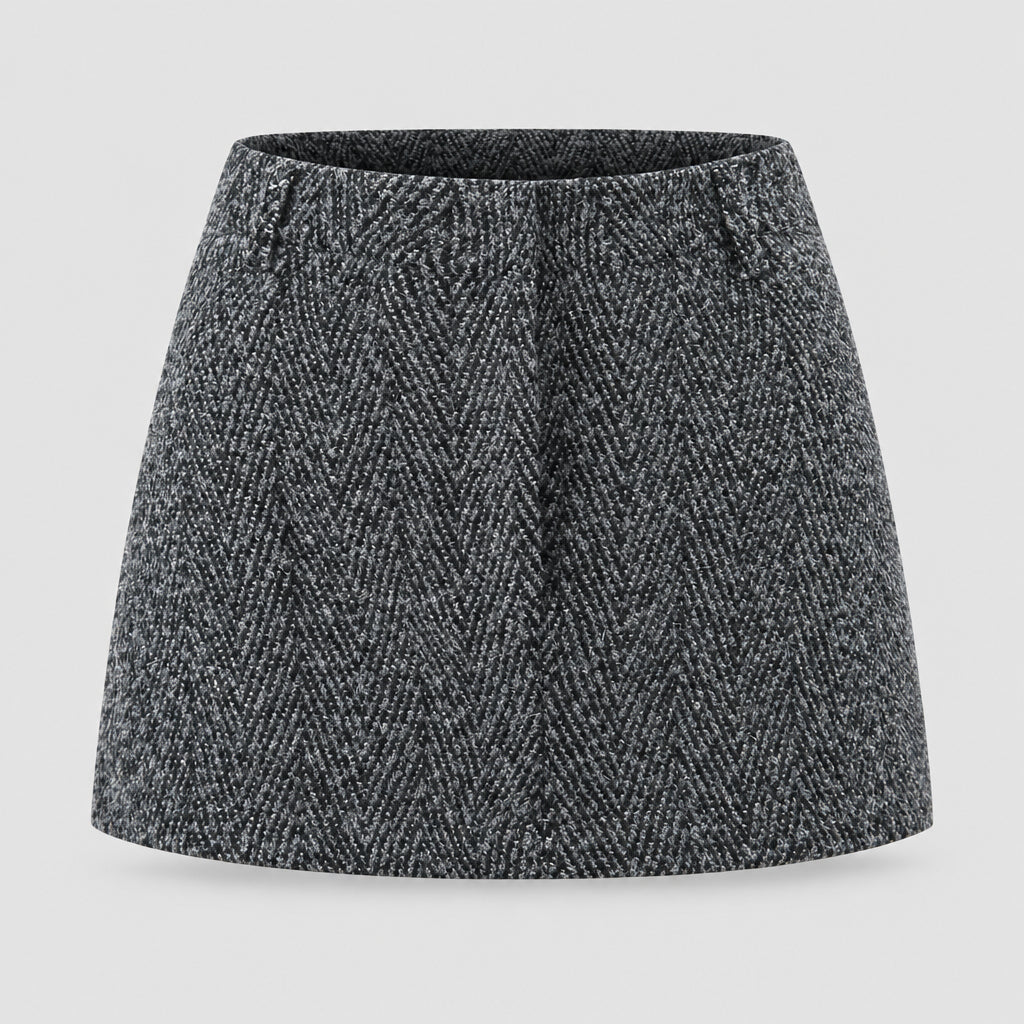 Ensemble décontracté : manteau en laine à col rabattu et fermeture à un bouton & jupe taille haute moulante
