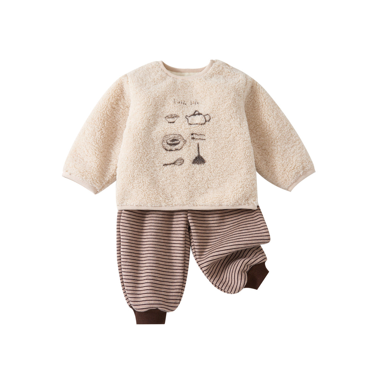 Ensemble en polaire : sweat et pantalon rayé