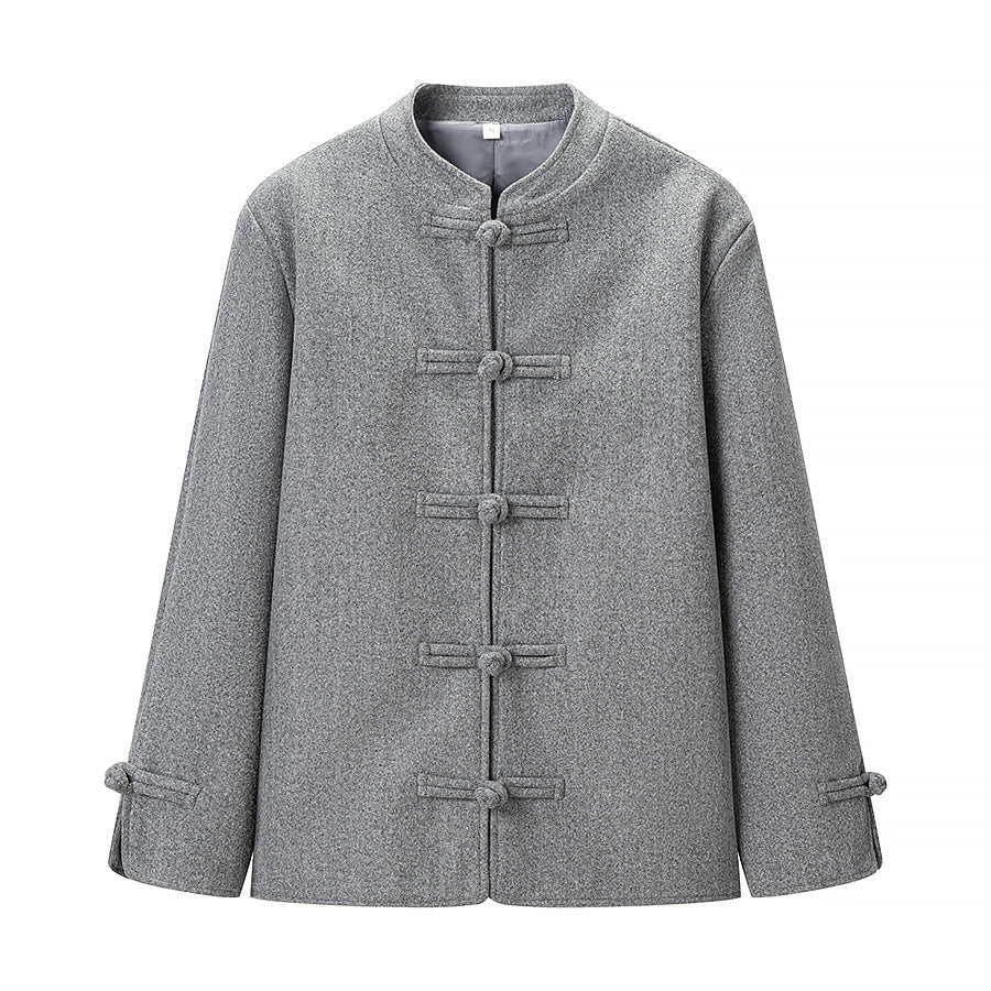 Veste longue en laine boutonnée, style urbain