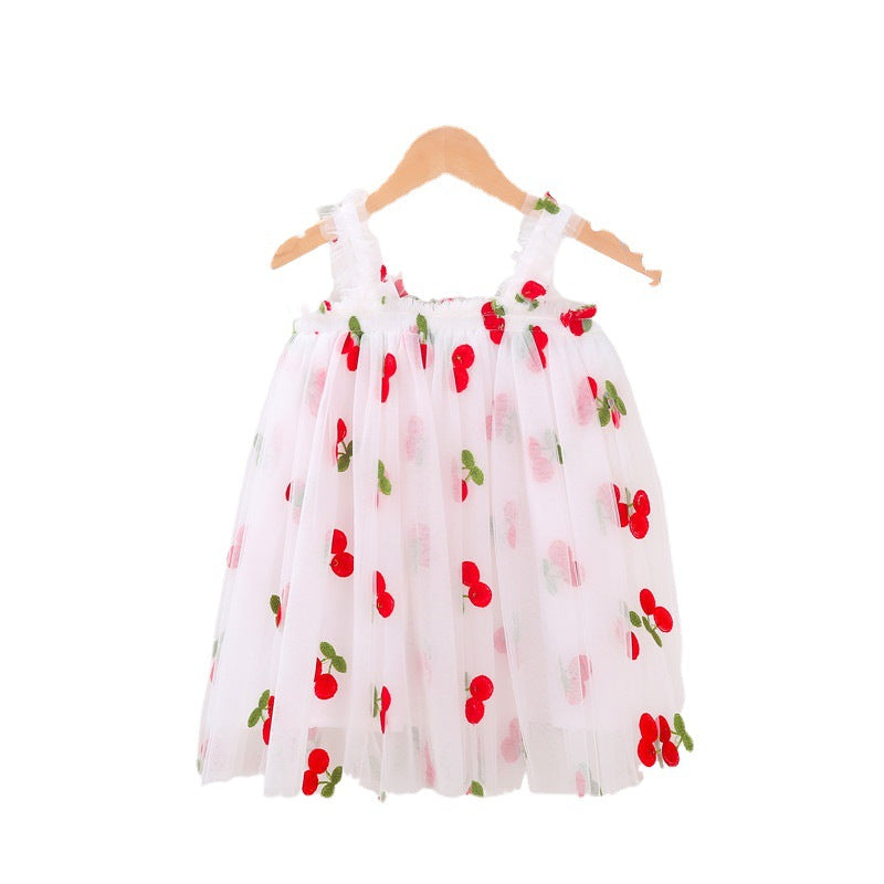 Robe d'été à bretelles pour filles, style nouveau, brodée, en tulle doux