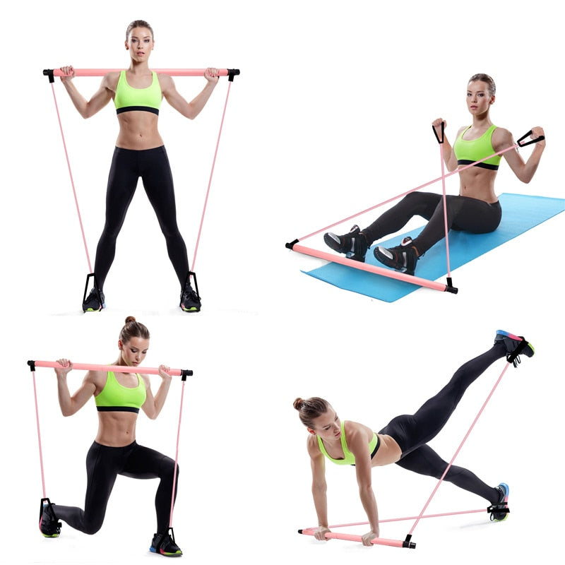 Bâton de Pilates, barre de tonification, fitness à domicile, yoga, salle de sport, entraînement du corps, élastiques de résistance pour abdominaux, tire-corde