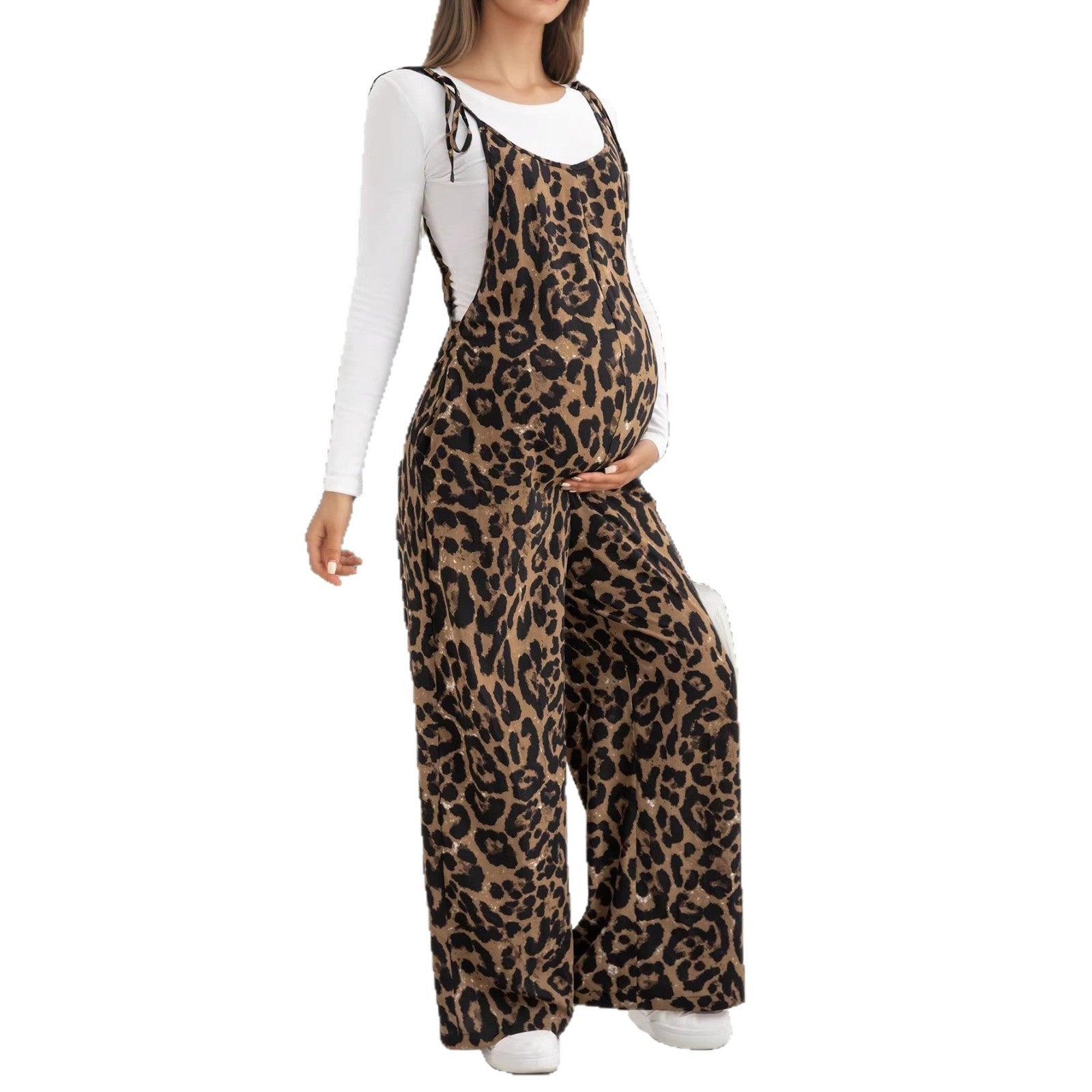 Salopette de maternité à imprimé léopard