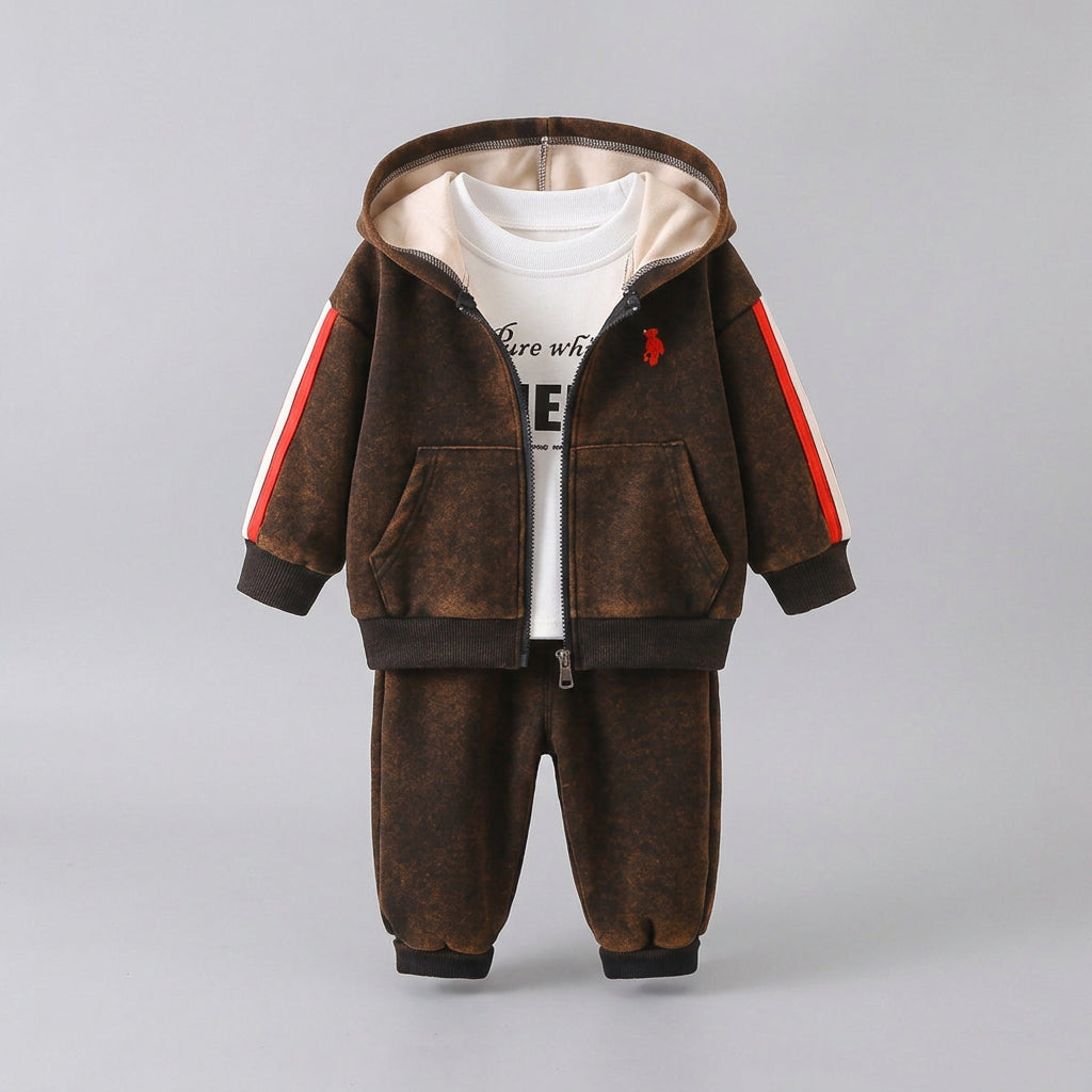 Ensemble 2 pièces  : veste à capuche avec finitions contrastantes et t-shirt à manches longues – tenue décontractée