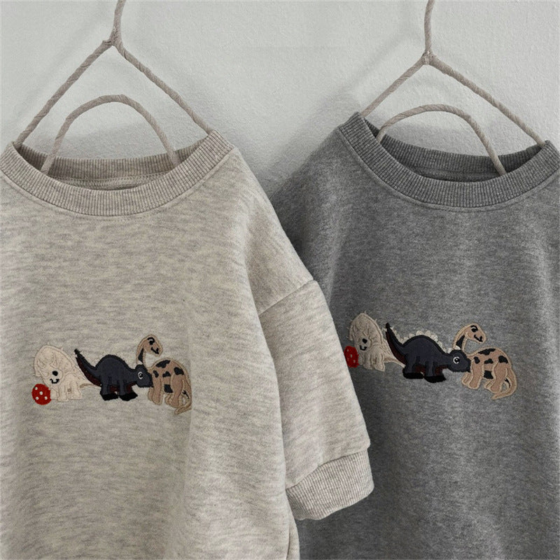 Pull body pour bébé en polaire avec broderie dinosaure