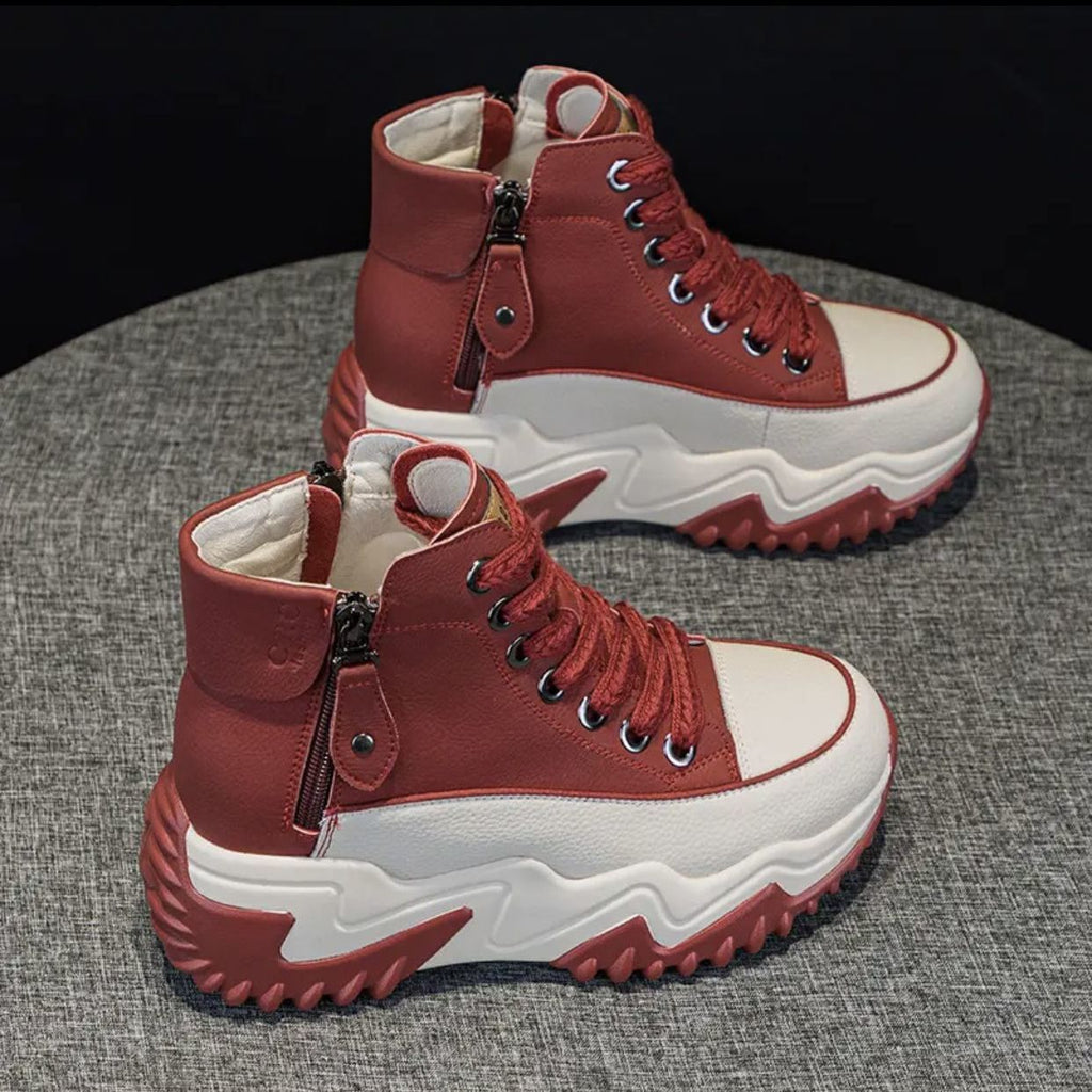 Chaussures montantes pour femme,  style décontracté et polyvalent avec semelle épaisse.