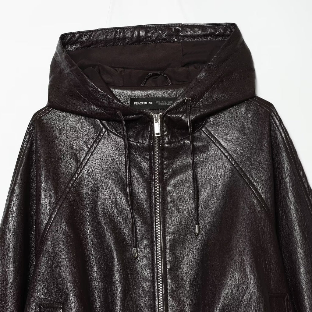 Veste à capuche effet cuir style urbain