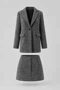Ensemble décontracté : manteau en laine à col rabattu et fermeture à un bouton & jupe taille haute moulante