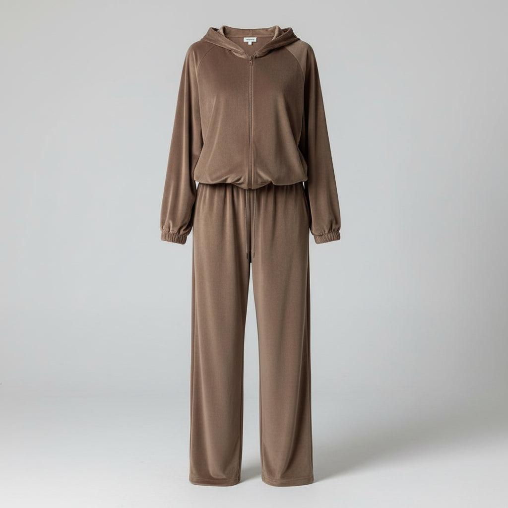 Ensemble : veste zippée unie à manches longues et pantalon de jogging