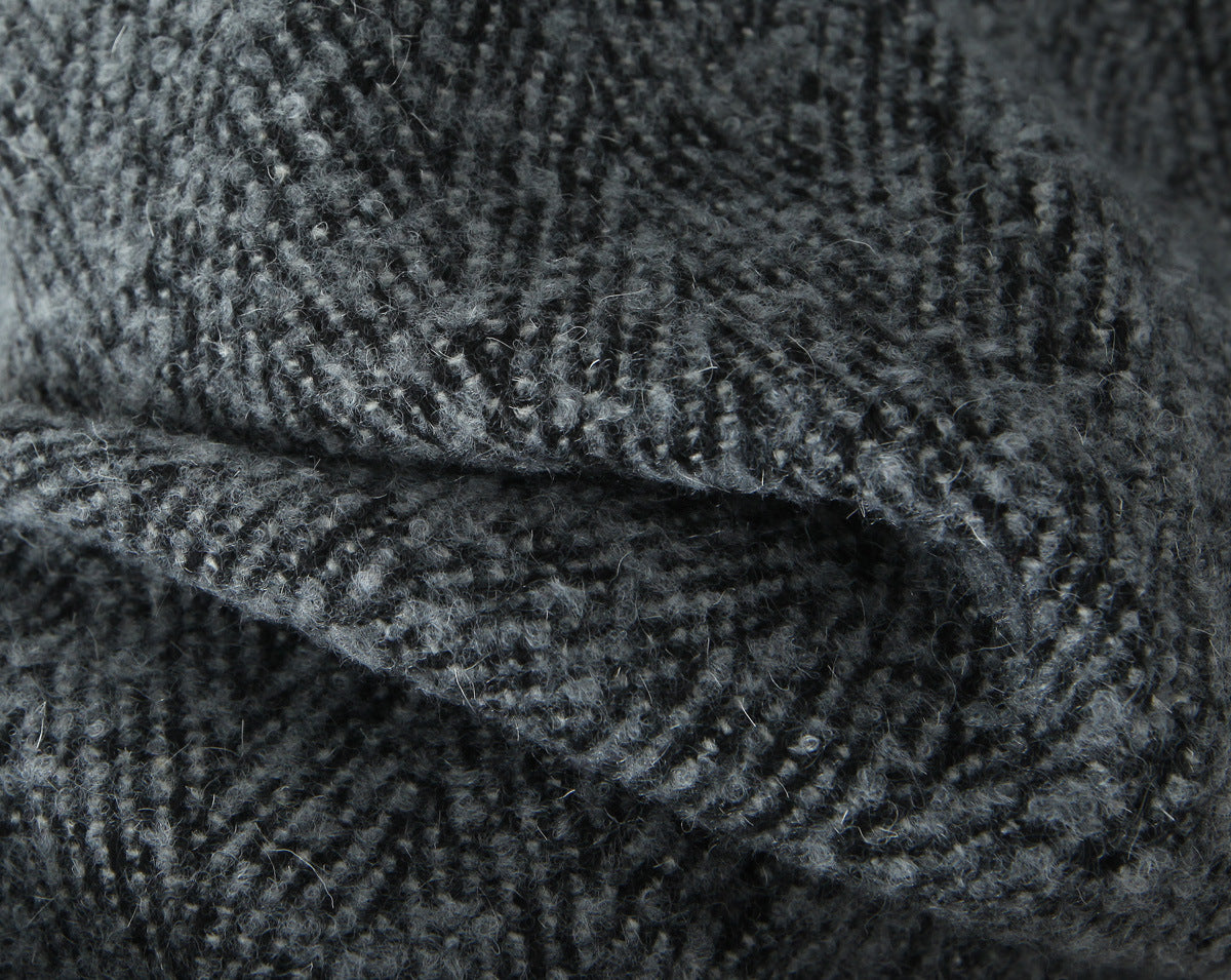 Ensemble décontracté : manteau en laine à col rabattu et fermeture à un bouton & jupe taille haute moulante