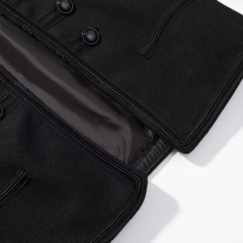 Veste courte décontractée et polyvalente à col rond et détails boutonnés