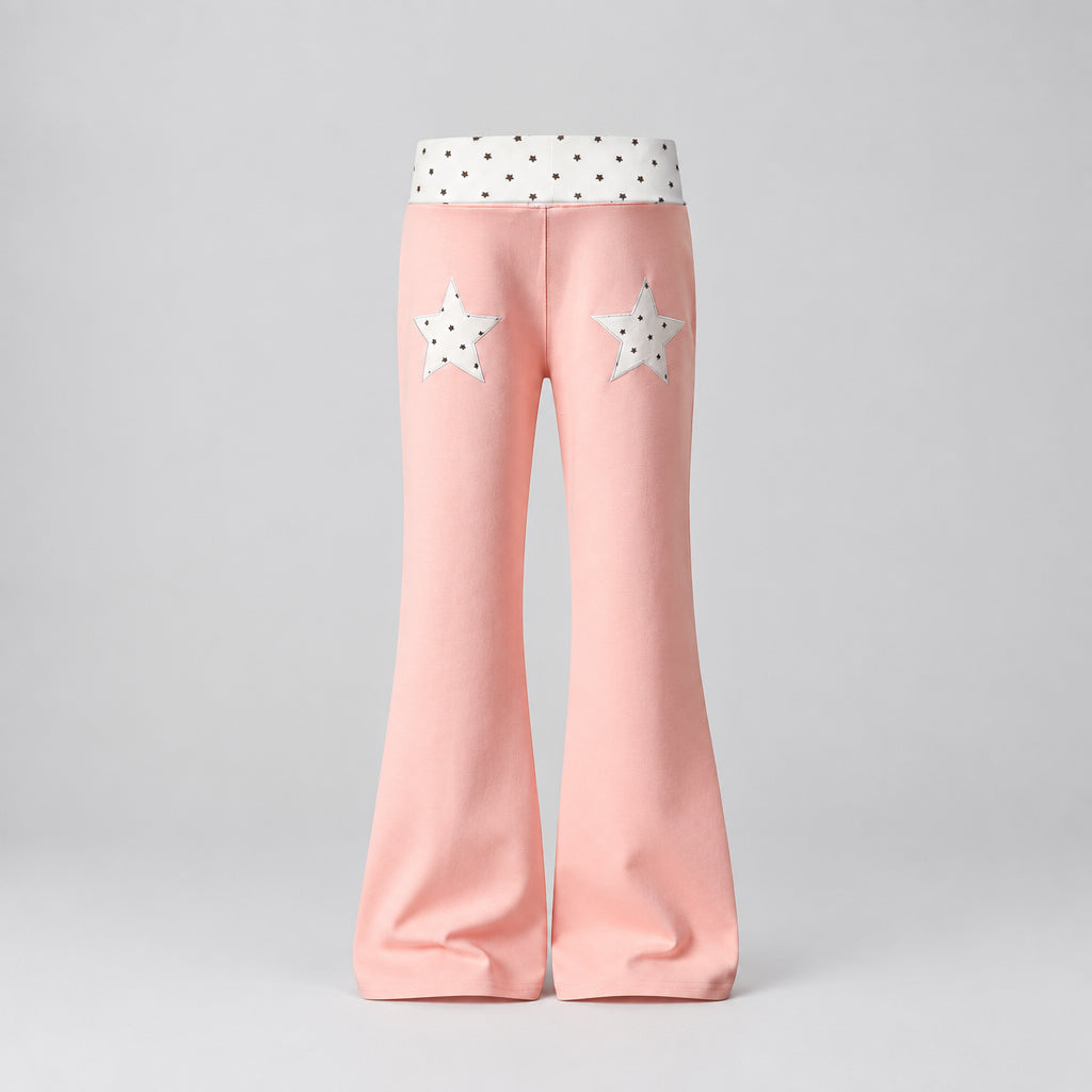 Pantalon de survêtement évasé taille basse à blocs de couleurs et broderie étoile
