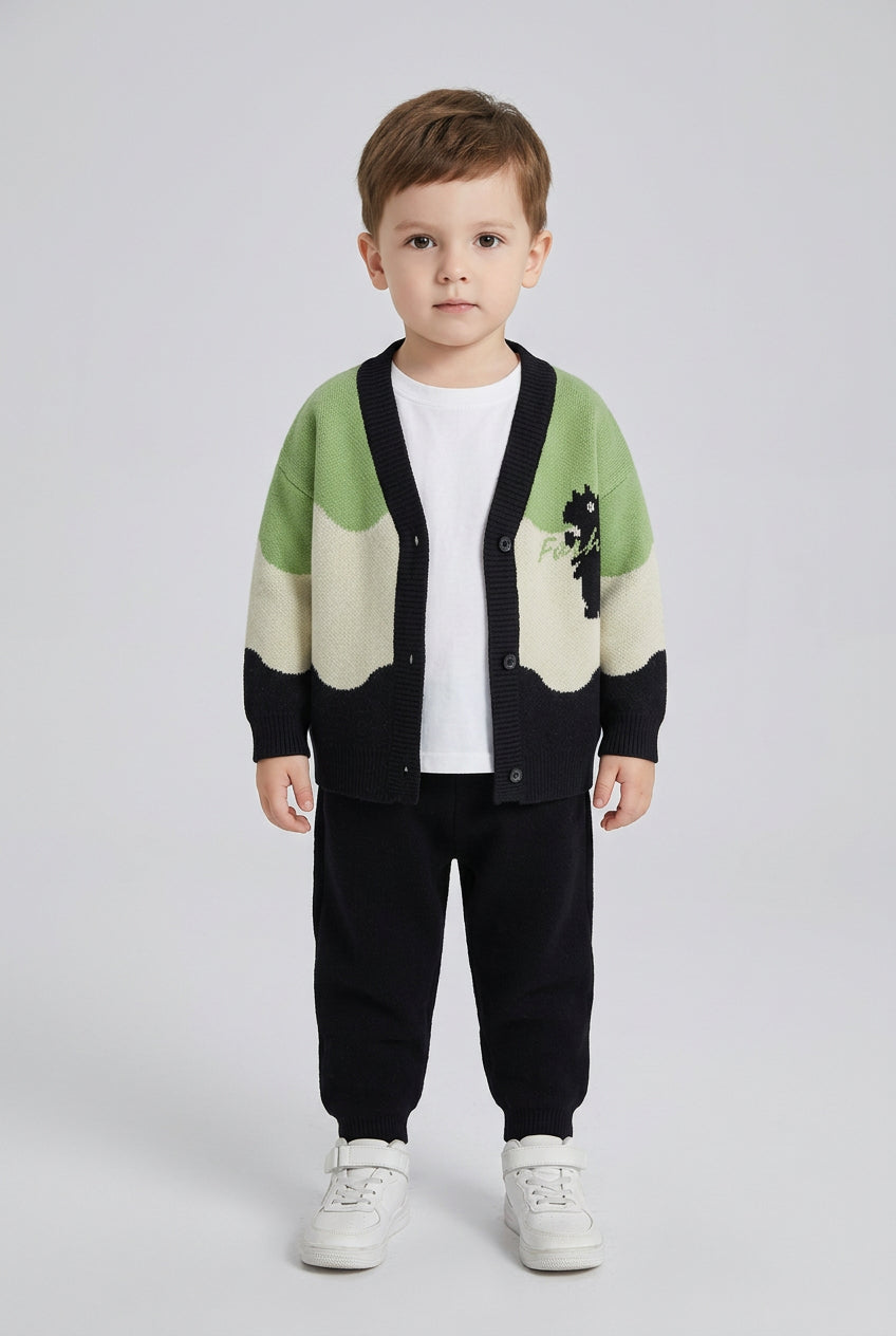 Gilet en maille à motif dinosaures
