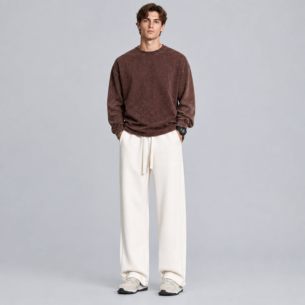 Pantalon décontracté pour homme : coupe ample, droite et large