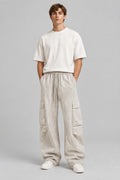 Nouveau pantalon cargo décontracté , coupe droite ample, en coton épais  avec empiècements