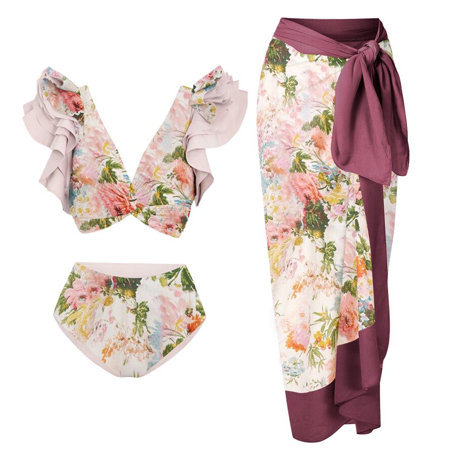 Maillot de bain une pièce dos nu à bordure pétale,  asymétrique