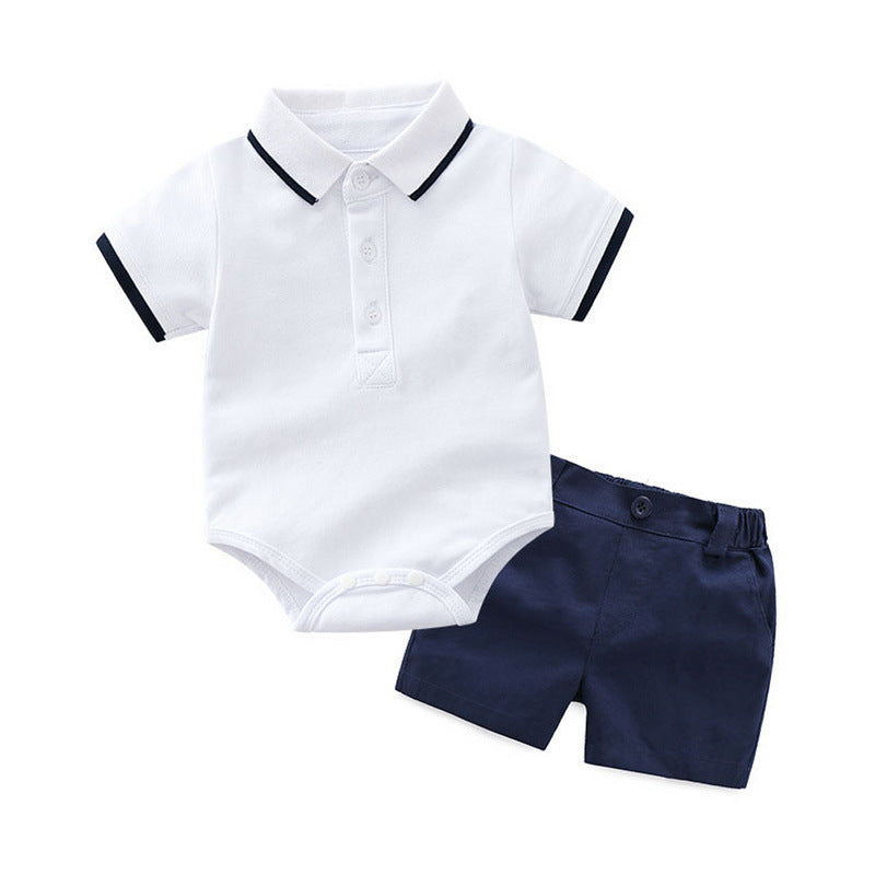 Ensemble d'été pour garçon en coton : polo à manches courtes avec col et short