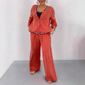 Ensemble pour femme : gilet  à col rond et pantalon large