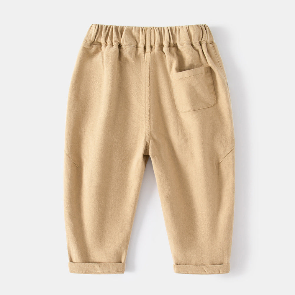 Pantalon long décontracté pour enfants, couleur unie, à lettres, pour petits et jeunes enfants.