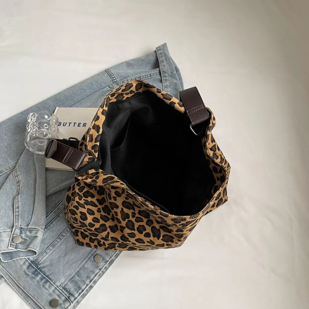 Sac cabas léopard à bandoulière ajustable