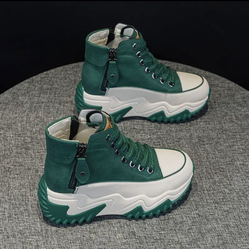Chaussures montantes pour femme,  style décontracté et polyvalent avec semelle épaisse.