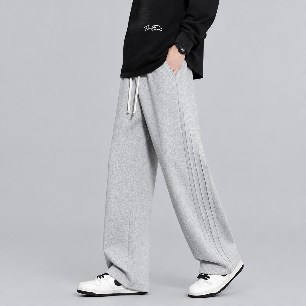 Pantalon décontracté pour homme : coupe ample, droite et large