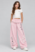 Pantalon de jogging ample à pois,  avec taille bordée de dentelle et motif étoile et dessin animé.
