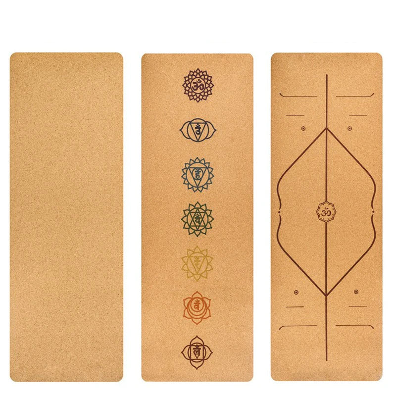 Tapis de yoga en liège naturel et TPE 183 x 68 cm, idéal pour le fitness, le Pilates et autres exercices. Antidérapant, il offre un excellent maintien et des lignes de positionnement pour le corps.